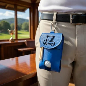 Personalized Golf Ball Bag and Tee Holder Leatherette Golf Keychain Laserable Engraved Custom Pouch Golf Gift