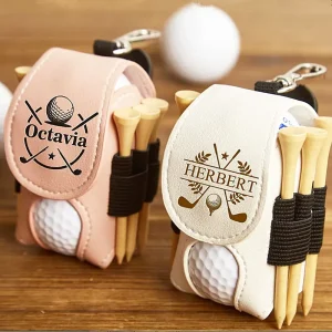 Personalized Golf Ball Waist Bag Custom PU Leather Golf Ball Holder with Name Clip Golf Accessories for Golf Lovers