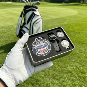 Personalized Golf Gift Set Custom Design Golf Bag Magnet Tag Set Laser Engraved Antique Golf Ball Marker
