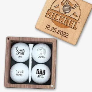 Personalized Golf Gift for Men Women Custom Golf Set with Nice Balls and Luxury Wooden Box Unique Gift Ideas for Golfer