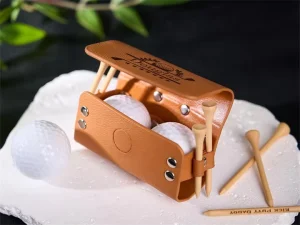 Personalized Leather Golf Ball Bag Tee Holder Custom Name Golf Pouch With Belt Clip Golf Gifts for Men Women Golfers