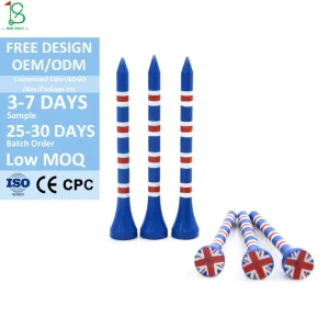 Personalized Logo Printed Bamboo Golf Tees 83mm Multiple Colors USA Flag Star Stripe Retro Roll Circle Strip Design OEM ODM