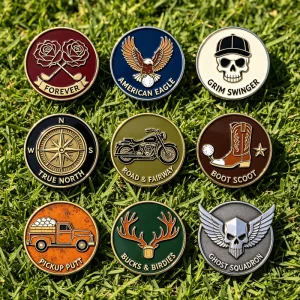Personalized Made Logo Souvenir Gift Golf Ball Markers Poker Chip Golf Ball Marker Clip Etched Custom Golf Ball Markers