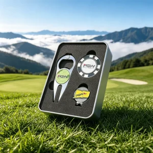 Personalized Promotional New Custom Unique Shape Yellow Magnetic Golf Hat Clip Gift Set Box