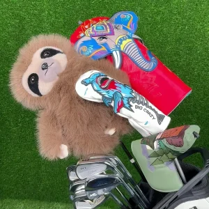Personalized Sloth Golf Accessories PU Leather Driver Animal Golf Head Cover Plush Embroidery Golf Headcovers