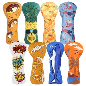 Pineapple Waterproof Golf Driver Club Headcover Funny Golf Accessories PU Leather Golf Head Cover