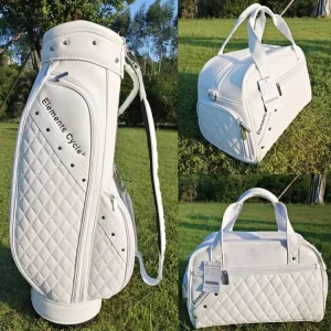 Pink and Green Women’s Waterproof PU Leather Golf Club Travel Bag