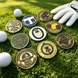 Plain Sublimation Custom Leather Golf Markerhammered Edge Ball Marker Gift Set Blank Coin Poker Chip Funny Pen for Diy