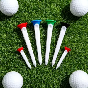 Plastic Golf Tees 80mm & 44mm Dual Color Flat Top Long Lasting Bulk Practice Tees for Golf Course Tournament Use