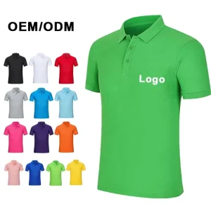 Polyester Cotton Anti Wrinkle Solid Golf Shirt with Custom Logo Printing Plus Size Men’s