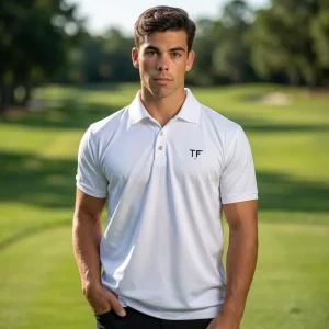Polyester/Cotton Modern Print Golf Shirt for Men Vintage Style Corporate Uniform Coaching Wear Non-Iron Top Golf Polo Shirt