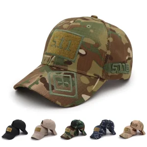 Polyester Fiber Outdoor Sports Hats for Men Velcro Tactical Camouflage Custom Baseball Cap Outdoor UV protection Tactical Cap