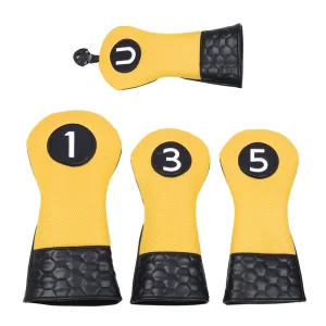 Polyester Golf Club Covers 4 Piece Set Two Piece Design Wooden Rod Protective 12.9×6.69 Inch