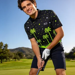 Polyester Spandex Golf Polo Shirt Mens 4 Way Stretch Breathable Lightweight Fabric Custom Printed OEM Golf Apparel Manufacturer