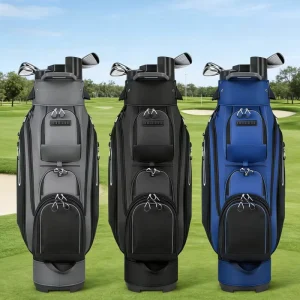 Polyester Water-Resistant Golf Cart Bag with 15-Slot Divider Top and Zipper Closure