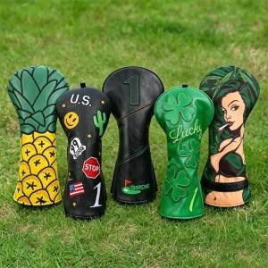 Popular Golf Head Covers Golf Driver Cover Soft Leather Golf Accessories Gift Green Black Golf Headcover