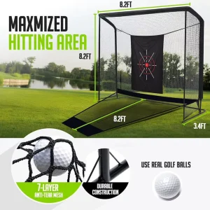 Portable 10x7ft Steel Glass Fiber Polyester Frame Golf Simulator Swing Trainer Enclosure Auto Ball