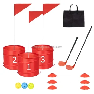 Portable Backyard Golf Swing Trainer Practice Bucket Flag Oxford Cloth Plastic 30cm*30cm*150cm for Chipping Game Training Aids