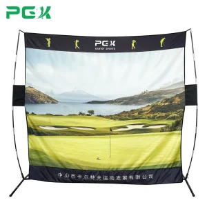 Portable D 97 Golf Swing Trainer with Landscape Course Curtain Hitting Screen Exercise Device