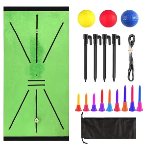 Portable Durable Golf Hitting Mat with Alignment Guide Non Slip Rubber Backing Indoor Outdoor Training Practice Equipment Set