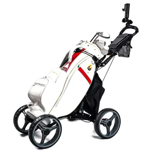 Portable Foldable 4 Wheel Golf Trolley Push Pull Golf Cart Lightweight Aluminum Golf Bag Trolley With Handbrakes