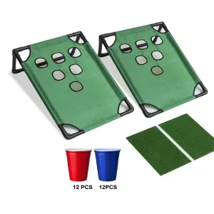 Portable Folding Beer Table Golf Training Aids Practice Net Custom Logo ABS Corn Hole Game Golf Mat for Outdoor Training