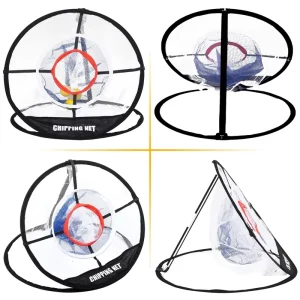 Portable Golf Chipping Net with Hitting Mat Pop up Practice Cage for Backyard Driving Training Includes 6 Practice Balls
