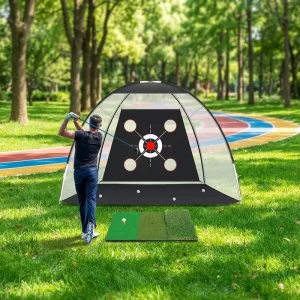 Portable Golf Net with Target Cloth and Pop up Training Aid for Backyard Driving and Chipping Practice