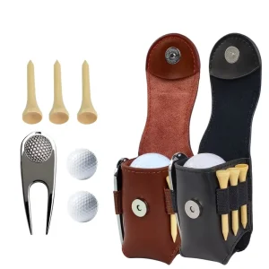 Portable Golf Pouch Cowhide Material Two Colors Available Golf Accessories Bag