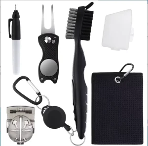 Portable Golf Score Book with Divot Tool Ball Marker Tees Pencils and Stroke Counter