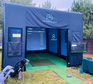 Portable Golf Training Cage Inflatable Golf Simulator Projector Enclosure Shooting Tent With Screen