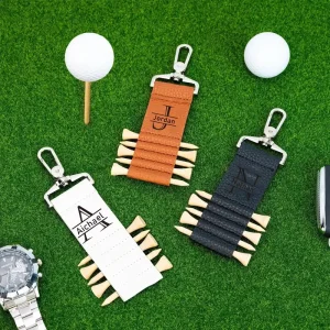Portable Leather Golf Tee Storage Bag Golf Tee Holder Accessories Engraved Tee Organizer Storage Case Gift for Golfer