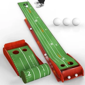 Portable Mini Green Golf Practice Equipment Indoor Putting Training Aid with Ball Return Golf Practice Aid