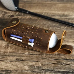 Portable Mini PU Golf Bag with Zipper Closure Color Matching Small Waist Golf Protective Bag Outdoor Keychain Waist Keychain