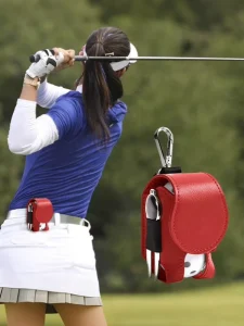 Portable Outdoor Accessory Club Souvenir Keychain Gifts Leather Mini Golf Ball Storage Bag Golf Tees Holder Pouch