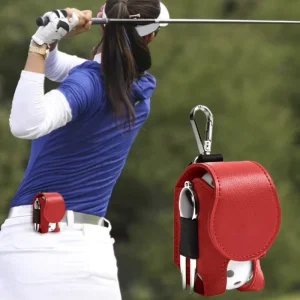 Portable Outdoor Waist Hanging Golf Ball Bag with Waist Mounted Spike Set Keychain Waterproof PU Golf Ball Accessories