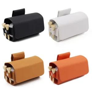Portable PU Leather Golf Ball Bag Tee Holder with Magnetic Closure Normal Waterproof for Golf Training
