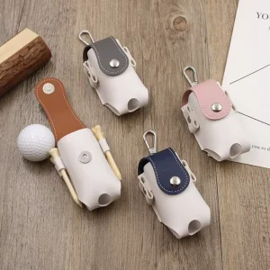 Portable PU Leather Golf Ball Storage Bag Holder Golfer Mini Waist Pouch Golf Ball Carry Pouch with Tee Holder