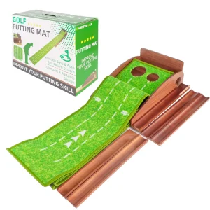 Portable Practice Putting Green Golf Tool Training Aid Indoor Golf Training Golf Putting Mat with Ball Return