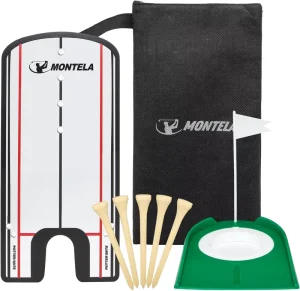 Portable Putting Mirror Training Aid Set with Golf Putting Mirror, Golf Tees and Golf Hole Cup
