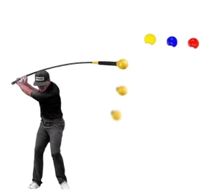 Portable Right-Handed Golf Swing Trainer with Rubber Grip Silicone and Carbon Fiber Strength and Rhythm Training Aids Whip Design