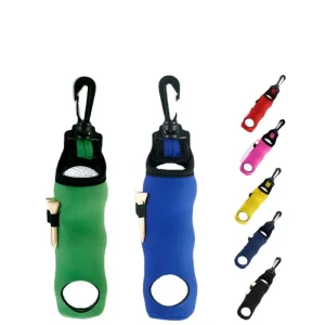 Portable Small Golf Ball Bag Mini Waist Pack Bag 3 Ball + 3 Tee Neoprene Golf Ball Pouch with Swivel Waist Belt Clip