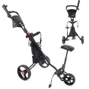 Portable Three-Wheeled Foldable Aluminium Electric Golf Cart Trolley 100kg Max Load 18 Holes Range for Golf Course Equipment