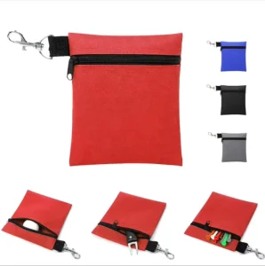 Portable Waist Hanging Golf Pouch Mini Zipper Holds Tees Divot Tools Ball Markers Small Accessories Practice Course Use