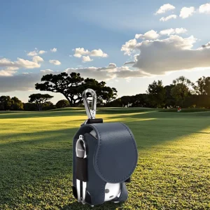 Portable Waterproof PU Golf Ball Storage Carry Bag with Zipper Closure and Tee Holder Pouch for Golf Course Convenience