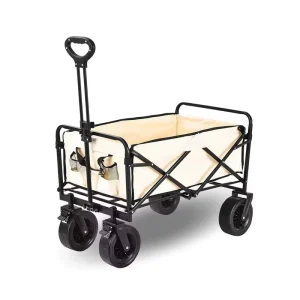 Portable and Foldable Golf Cart with Table Camping Wagon Cart Beach Trolley for Shopping Storage Folding Cart for Camp