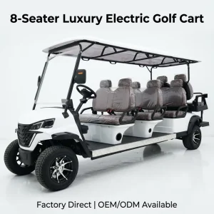 Powerful 4.0KW 8 Seater Electric Golf Cart 6+2 Passenger Resort Sightseeing Car 25% Gradeability Strong Climbing Ability