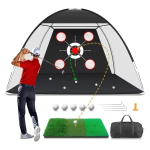 Practice Mat Golf Hitting Aid Nets Backyard Driving Chipping Training Swing Golf Net