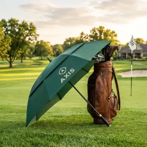 Premium Custom Large Green Windproof Double Canopy Modern Travel 8K Fiberglass Golf Umbrella
