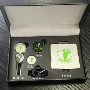 Premium Customizable Colors Zinc Alloy Golf Divot Tool Hat Clip for Marker Bag Tag Gift Box Set for Business Gifts